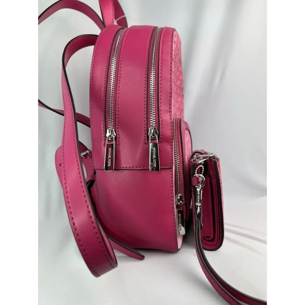 MK Set NWOT Jaycee Ombre Backpack & Jet Set Large Wristlet Dragonfruit Pink $766